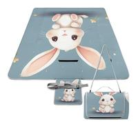 DWTJKMS Tappetino da picnic con coniglietto carino, pieghevole, impermeabile, con borsa da picnic, 147,3 x 147,3 cm, coperta da campeggio per spiaggia, parco, viaggi