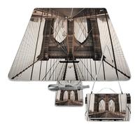 DWTJKMS Tappetino da picnic con foto del ponte di Brooklyn, tappetino pieghevole impermeabile con borsa tote grande tappetino da picnic all'aperto 147,3 x 147,3 cm coperta da campeggio per spiaggia