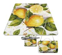 DWTJKMS Tappetino da picnic con frutta e limone, pieghevole, impermeabile, con borsa per tote, grandi tappetini da picnic all'aperto, 147,3 x 147,3 cm, coperta da campeggio per spiaggia, parco, viaggi