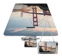 DWTJKMS Tappetino da picnic con Golden Gate Bridge, pieghevole, impermeabile, con borsa per tote, grande tappetino da picnic all'aperto, 147,3 x 147,3 cm, coperta da campeggio per spiaggia, parco