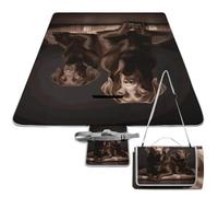 DWTJKMS Tappetino da picnic con labrador retriever marrone, pieghevole, impermeabile, con borsa tote grande, tappetino da picnic all'aperto, 147,3 x 147,3 cm, coperta da campeggio per spiaggia, parco