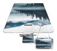 DWTJKMS Tappetino da picnic con paesaggio con montagne nebbiose, tappetino pieghevole impermeabile con borsa tote grande tappetino da picnic all'aperto 147,3 x 147,3 cm, coperta da campeggio per