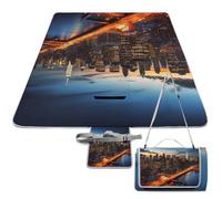 DWTJKMS Tappetino da picnic con paesaggio di New York, tappetino pieghevole impermeabile con borsa tote grande tappetino da picnic all'aperto 147,3 x 147,3 cm coperta da campeggio per spiaggia, parco