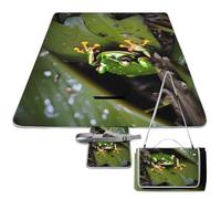 DWTJKMS Tappetino da picnic con rana e albero della pace, tappetino pieghevole impermeabile con borsa tote grande tappetino da picnic all'aperto 147,3 x 147,3 cm, coperta da campeggio per spiaggia