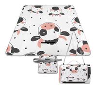 DWTJKMS Tappetino da picnic con stampa di mucche, pieghevole, impermeabile, con borsa per il trasporto, grande tappetino da picnic all'aperto, 147,3 x 147,3 cm, coperta da campeggio per spiaggia