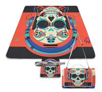 DWTJKMS Tappetino da picnic con teschio punk rock, tappetino pieghevole impermeabile con borsa tote grande tappetino da picnic all'aperto 147,3 x 147,3 cm coperta da campeggio per spiaggia, parco