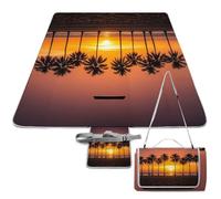 DWTJKMS Tappetino da picnic con tramonto tropicale, tappetino pieghevole impermeabile con borsa tote grande tappetino da picnic all'aperto 147,3 x 147,3 cm coperta da campeggio per spiaggia, parco