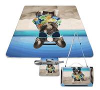 DWTJKMS Tappetino da picnic estivo con bulldog francese, tappetino pieghevole impermeabile con borsa tote grande tappetino da picnic all'aperto 147,3 x 147,3 cm, coperta da campeggio per spiaggia