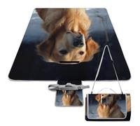DWTJKMS Tappetino da picnic Golden Retriever, tappetino pieghevole impermeabile con borsa tote grande tappetino da picnic all'aperto 147,3 x 147,3 cm coperta da campeggio per spiaggia, parco, viaggi