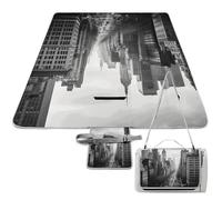 DWTJKMS Tappetino da picnic New York, nero e bianco, pieghevole, impermeabile, con borsa per tote, grandi tappetini da picnic all'aperto, 147,3 x 147,3 cm, coperta da campeggio per spiaggia, parco