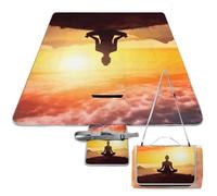 DWTJKMS Tappetino da picnic per meditazione yoga, tappetino pieghevole impermeabile con borsa tote grande tappetino da picnic all'aperto 147,3 x 147,3 cm coperta da campeggio per spiaggia, parco