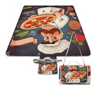 DWTJKMS Tappetino da picnic per pizza da chef, pieghevole, impermeabile, con borsa tote grande, tappetino da picnic all'aperto, 147,3 x 147,3 cm, coperta da campeggio per spiaggia, parco, viaggi