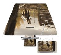 DWTJKMS Tappetino da picnic per recinzioni e cavalli, pieghevole, impermeabile, con borsa tote grande, tappetino da picnic all'aperto, 147,3 x 147,3 cm, coperta da campeggio per spiaggia, parco