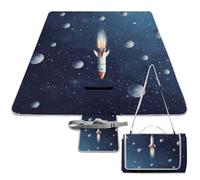 DWTJKMS Tappetino da picnic Rocket in Space, tappetino pieghevole impermeabile con borsa tote grande tappetino da picnic all'aperto 147,3 x 147,3 cm coperta da campeggio per spiaggia, parco, viaggi