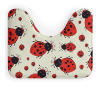 DWTJKMS Tappeto da bagno a forma di coccinella rossa, ad asciugatura rapida, assorbente, a forma di U, antiscivolo, per pavimento del bagno (50,8 x 40,6 cm)