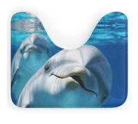 DWTJKMS Tappeto da bagno a forma di delfino con un sorriso ad asciugatura rapida, assorbente, a forma di U, antiscivolo, per pavimento del bagno (50,8 x 40,6 cm)