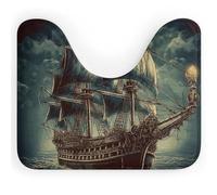 DWTJKMS Tappeto da bagno a forma di U a forma di nave pirata nautico vintage, ad asciugatura rapida, assorbente, tappetino da bagno antiscivolo per pavimento del bagno (50,8 x 40,6 cm)