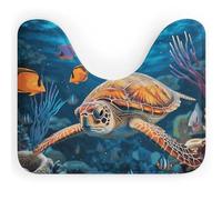 DWTJKMS Tappeto da bagno a forma di U con pesci tropicali e stelle marine, ad asciugatura rapida, antiscivolo, per pavimento del bagno (50,8 x 40,6 cm)