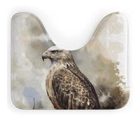 DWTJKMS Tappeto da bagno ad acquerello di Hawk seduto, ad asciugatura rapida, assorbente, a forma di U, antiscivolo, per pavimento del bagno (50,8 x 40,6 cm)