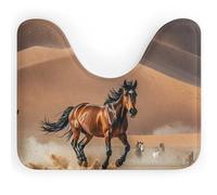 DWTJKMS Tappeto da bagno antiscivolo a forma di U con cavalli che corrono nel deserto, ad asciugatura rapida, assorbente, tappetino da bagno antiscivolo per pavimento del bagno (50,8 x 40,6 cm)