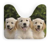 DWTJKMS Tappeto da bagno con cuccioli di Golden Retriever, ad asciugatura rapida, assorbente, a forma di U, antiscivolo, per pavimento del bagno (50,8 x 40,6 cm)