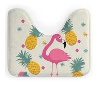 DWTJKMS Tappeto da bagno con fenicottero e ananas, ad asciugatura rapida, assorbente, a forma di U, antiscivolo, per pavimento del bagno (50,8 x 40,6 cm)