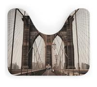 DWTJKMS Tappeto da bagno con foto del ponte di Brooklyn, ad asciugatura rapida, assorbente, a forma di U, antiscivolo, per pavimento del bagno (50,8 x 40,6 cm)