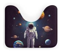 DWTJKMS Tappeto da bagno con pianeti del sistema solare astronauta, ad asciugatura rapida, assorbente, a forma di U, antiscivolo, per pavimento del bagno (50,8 x 40,6 cm)
