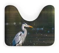 DWTJKMS Tappeto da bagno con stampa di airone grigio in acqua, ad asciugatura rapida, assorbente, a forma di U, antiscivolo, per pavimento del bagno (50,8 x 40,6 cm)