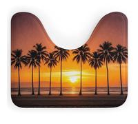 DWTJKMS Tappeto da bagno con tramonto tropicale e spiaggia, ad asciugatura rapida, assorbente, a forma di U, antiscivolo, per pavimento del bagno (50,8 x 40,6 cm)