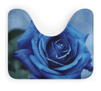 DWTJKMS Tappeto da bagno romantico con rose blu, ad asciugatura rapida, assorbente, a forma di U, antiscivolo, per pavimento del bagno (50,8 x 40,6 cm)