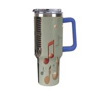 DWTJKMS Tazza da auto con microfono con nota musicale, in acciaio inox, 1,18 l, a prova di perdite, grande capacità, con manico, cannuccia a doppia parete, isolamento sottovuoto, riutilizzabile
