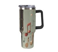 DWTJKMS Tazza da auto con microfono con nota musicale, in acciaio inox, 1,18 l, a prova di perdite, grande capacità, con manico, cannuccia a doppia parete, isolamento sottovuoto, riutilizzabile