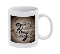 DWTJKMS Tazza da caffè con note musicali, tazza in ceramica bianca con manico, tazza da tè con motivo stampato, simpatica tazza da latte, divertente, per uomini e donne, lavabile in lavastoviglie