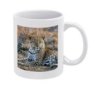 DWTJKMS Tazza da caffè con stampa leopardata in ceramica bianca con manico in porcellana novità tazza da tè con motivo stampato carino tazza da latte divertente tazze da caffè per uomini donne