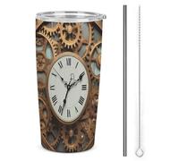 DWTJKMS Tazza da caffè in acciaio inox con cannuccia isolata in acciaio inox, a prova di perdite, con coperchio, bottiglia d'acqua di grande capacità, regalo per donne e uomini