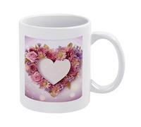 DWTJKMS Tazza da caffè in ceramica bianca con manico in porcellana con motivo stampato a forma di cuore, tazza da tè simpatica tazza da caffè divertente per uomini e donne, lavabile in lavastoviglie