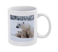 DWTJKMS Tazza da caffè in ceramica bianca con manico in porcellana con motivo stampato a tema orso polare, simpatica tazza da caffè, per uomini e donne, lavabile in lavastoviglie