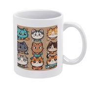 DWTJKMS Tazza da caffè in ceramica bianca con manico in porcellana con motivo stampato, simpatica tazza da latte, tazza da caffè divertente per uomini e donne, lavabile in lavastoviglie