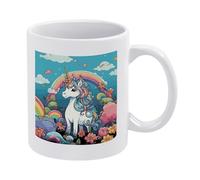 DWTJKMS Tazza da caffè in ceramica bianca con manico in porcellana con stampa motivo stampato tazza da tè carino tazza da latte divertente tazze da caffè per uomini donne lavabili in lavastoviglie