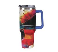 DWTJKMS Tazza per auto colorata con tastiera per pianoforte musicale, in acciaio inox, a prova di perdite, grande capacità, con manico, a doppia parete, sottovuoto, riutilizzabile, mantiene freddo o