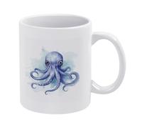 DWTJKMS Tazze da caffè blu a forma di polpo bianco in ceramica con manico in porcellana novità tazza con stampa motivo tazza da tè carino tazza da latte divertente tazze da caffè per uomini donne