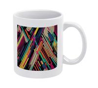 DWTJKMS Tazze da caffè colorate astratte a righe tazza in ceramica bianca con manico in porcellana novità tazza stampa modello tazza da tè carino tazza da latte divertente tazze da caffè per uomini
