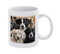 DWTJKMS Tazze da caffè con cane bianco e nero tazza in ceramica bianca con manico in porcellana novità tazza stampa modello tazza da tè carino tazza da latte divertente tazze da caffè per uomini donne