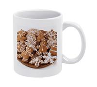 DWTJKMS Tazze da caffè con pan di zenzero tazza in ceramica bianca con manico in porcellana novità tazza da tè con motivo stampato carino tazza da latte divertente tazze da caffè per uomini donne