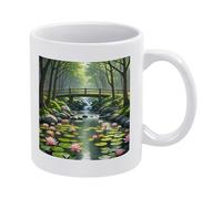 DWTJKMS Tazze da caffè con pittura di paesaggio naturale Tazza in ceramica bianca con manico in porcellana novità tazza di stampa modello tazza da tè carino tazza da latte divertente tazze da caffè