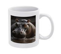 DWTJKMS Tazze da caffè ippopotamo tazza in ceramica bianca con manico in porcellana novità tazza stampa modello tazza da tè carino tazza da latte divertente tazze da caffè per uomini donne lavabile in
