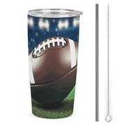 DWTJKMS Tazze di auto da football americano con cannuccia isolate in acciaio inox, tazze da caffè in metallo a tenuta stagna con coperchio, bottiglie d'acqua di grande capacità, regalo per donne e