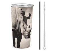 DWTJKMS Tazze per auto con animali del Sud Africa con cannuccia isolate in acciaio inossidabile Tumbler a tenuta stagna tazze da caffè in metallo con coperchio bottiglie d'acqua di grande capacità