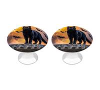 DWTJKMS The Black Cat is Pacing on The Roof Cabinet Maniglie colorate Pomelli per armadietti Solidi Maniglie per Cassetti Adatto per Comò Mobili da Cucina Porte Armadio Cassetti